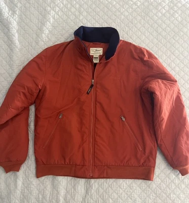 LL Bean Vintage Warm Up Jacket Men Sz L Burnt Orange Bomber Fleece Lined Y2K - Image 1 of 4