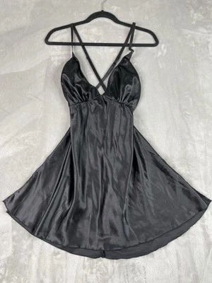 Dreamgirl Intimates 内衣黑色绑带懒人礼服女式 1X/2X 露背 — 第 1/4 张图片