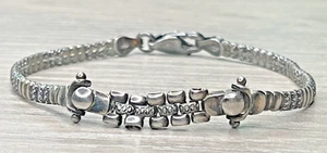 Vintage Italy Sterling 925 Gold Vermeil 750 18K Flexible Woven Panther Bracelet - Picture 1 of 15