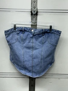 Pretty Little Thing Plus 12 Strapless Denim Sexy Top - Picture 1 of 4