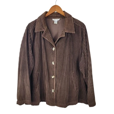 Vintage Corduroy Jacket Plus 18/20W 2X Shacket Top Wide Whale Brown FLAW 18/20 - Image 1 of 4