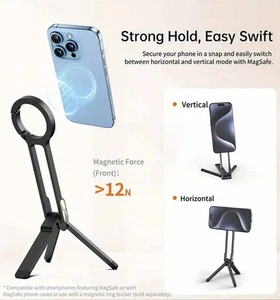 Portable Magnetic Phone Tripod Mount for iPhone 16,Vlog, Sports, Live Streaming - Picture 1 of 13