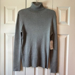 Time and TRU gerippter Rollkragenpullover Damen Gr. L (12-14) grau/grau neu mit Etikett - Bild 1 von 6