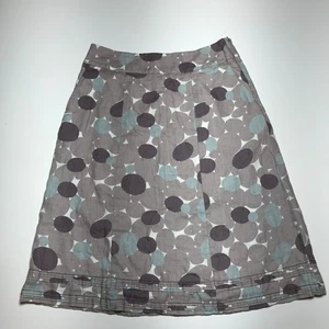 Boden A-Line Skirt Sizes 6L Linen Polka Dot Circle Print Gray Green Modest Retro - Picture 1 of 15