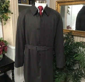 Men's Handsome Newport Harbor USA Olive Walnut Brown Wool Trench Coat 48 XL - Picture 1 of 12