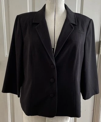 Christopher&Banks Blazer XL Solid Black  3/4 Sleeveless Double Breasted Career - Image 1 of 4