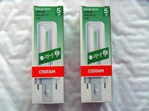 2 OSRAM Dulux S 5W Energy Saver Compact Fluorescent G23 Base Bulbs - Picture 1 of 7