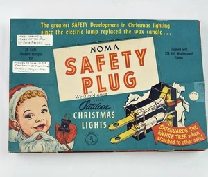 40s/50s Noma Christmas Lights with 15 Bulbs Safety Plug Fuse Original Box Tested - Picture 1 of 19