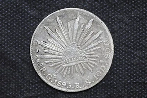 Mexico - Republic 1895 Go RS 8 Reales Silver Coin ( Weight : 26.88 g ) C29 - Picture 1 of 13