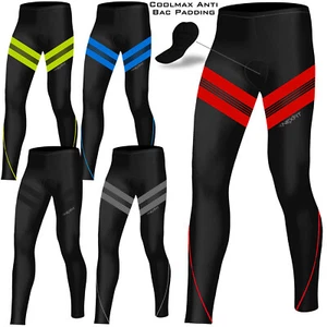 Men's Compression Cycling Tights Coolmax Padded Cycle Leggings Long Pants uk - Picture 1 of 6