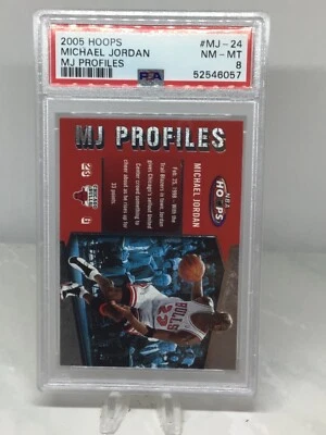 2005 Hoops MJ Profiles #MJ-24 Michael Jordan PSA 8 (8 in all grades) - Image 1 of 2