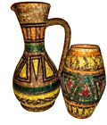 2 Pieces Vintage MC Italian Pottery Pitcher & Vase by  Bitossi Raymor Lava Glaze