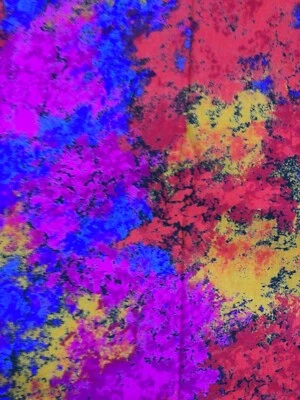 Tela Estampado Rayón Vintage John Kaldor Abstracto Multicolor 46" Ancho x 1.4 yardas Foto 1 de 4