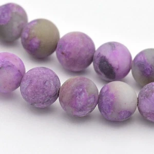 Natural Charoite Round Beads Strands, Frosted, Dyed - Picture 1 of 2