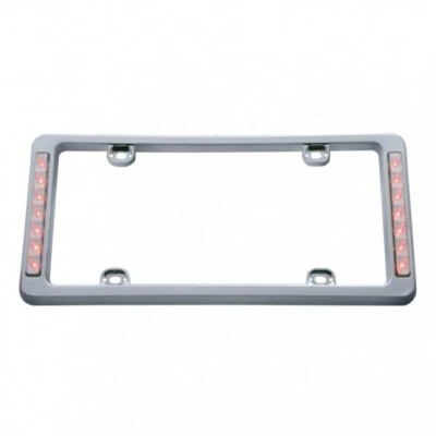 United Pacific Chrome License Plate Frame w Red LED Third Brake Light 50122 Foto 1 de 3