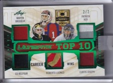 2018-19 Leaf Ultimate Top 10 Relics Green ROY/ PLANTE/ BRODEUR/ FLEURY Look /2