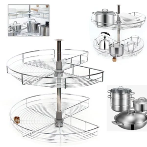 2-Tier Corner Pantry 270?? Rotating Carousel Kitchen Pull Out Wire Basket Iron - Picture 1 of 12