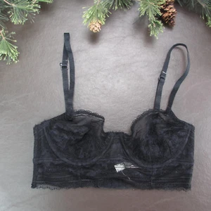 Free People Bra 32B Black Lace Unlined Sheer Underwire Adjustable Clasp Back - Picture 1 of 11