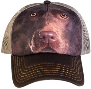 The Mountain Chocolate Lab Adult Graphic Trucker Hat Brown Adjustable Mesh Cap - Picture 1 of 3