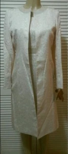 NEW! KASPER Ivory Jacquard Metallic Sleeveless Dress With Jacket Size 6,8 - Picture 1 of 9
