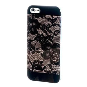 CUSTODIA PER IPHONE 5/5S CELLY LACES GLAMME Pizzo Lucida GLOVPIP503 NERO/BEIGE - Foto 1 di 1