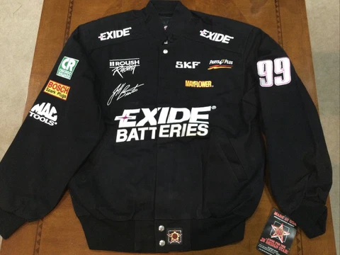 1999 Vintage Jeff Burton NASCAR Exide Batteries JACKET Small Ford NOS Jh Design Cover
