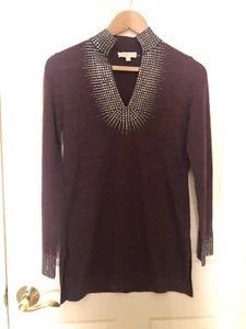 Tory Burch Pullover Merinowolle Silber Nieten Xs - Bild 1 von 11