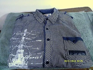 GUIDE LONDON Men's sz L Blue/White Short Sleeve Shirt-Button Front-Cotton - Picture 1 of 9