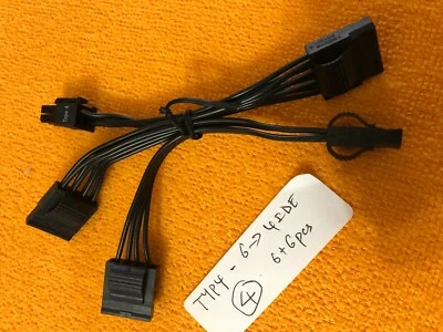 Corsair 6 Pin to 4 Pin four Plug Molex Type 4 Modular Power Supply  Cable  18"  - Image 1 of 2