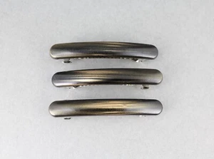 Black Gold barrette set 3 small thin skinny hair clip accessory 2.5" wood grain - Picture 1 of 8