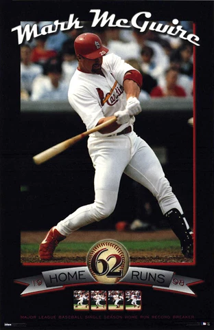 MARK MCGWIRE St. Louis Cardinals HOME RUN 62 Commemorative 1998 23x35 POSTER Cover