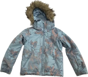 Roxy American Pie Small 8 Girls Winter Jacket Faux Fur Hood - Picture 1 of 16