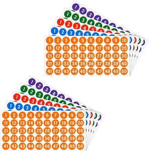 10 Sheets 1 to 50 Number Stickers Colorful Vinyl Consecutive Numbers Stickers 1 - Picture 1 of 12