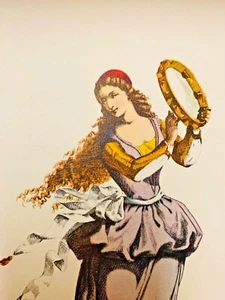 Vintage Color Lithograph Costume Print of La Ballerina 1500 by Maurice Sand #1 - Picture 1 of 6