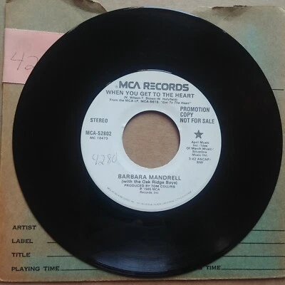 BARBARA MANDRELL When You Get To The Heart PROMO DJ 45 7" COUNTRY Vinyl Record - Image 1 of 2