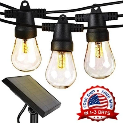 48 футов Luces De Cadena Solar Exteriores Para Jardin Patio Decoracion, Blanco cálido - Изображение 1 из 4