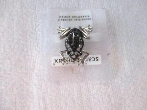 Brosche, Froschbrosche rhodiumfarben-schwarz, mit schwarzen und klaren Strass - Bild 1 von 1
