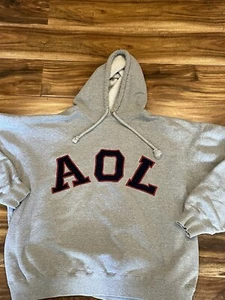 Vintage AOL America On Line Pullover Hoodie Gray Fast Shipping - Picture 1 of 7