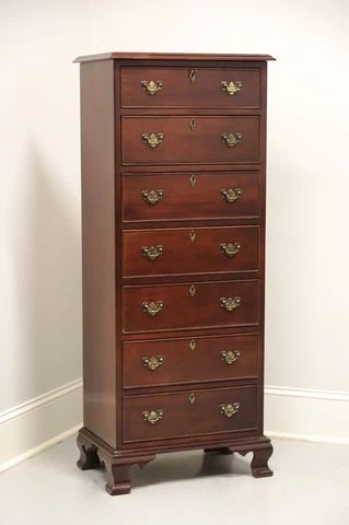 CRAFTIQUE Solid Mahogany Chippendale Semainier Lingerie Chest with Ogee Feet Cover