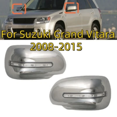 Cubiertas de espejo retrovisor de luz LED cromadas para Suzuki Grand Vitara SUV 2008-2015 Foto 1 de 4