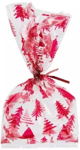 Christmas Fun Red Trees Cello Treat Bags 20 Bags with Red Ties ~ Party Holiday - Picture 1 of 2