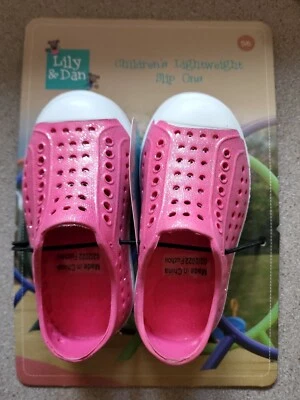 Zapatos sin cordones ligeros para niños Lilly & Dan talla 5/6 rosa blanco brillante Foto 1 de 2