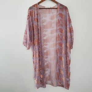 Woven Heart Womens Lilac Purple Velvet Burnout Kimono One Size Fairy Whimsical - Picture 1 of 10