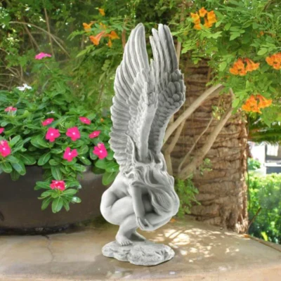 Unique 15" Angel Memorial Sculpture Outdoor Garden Statue Elegant Patio Deck Art - Image 1 of 2