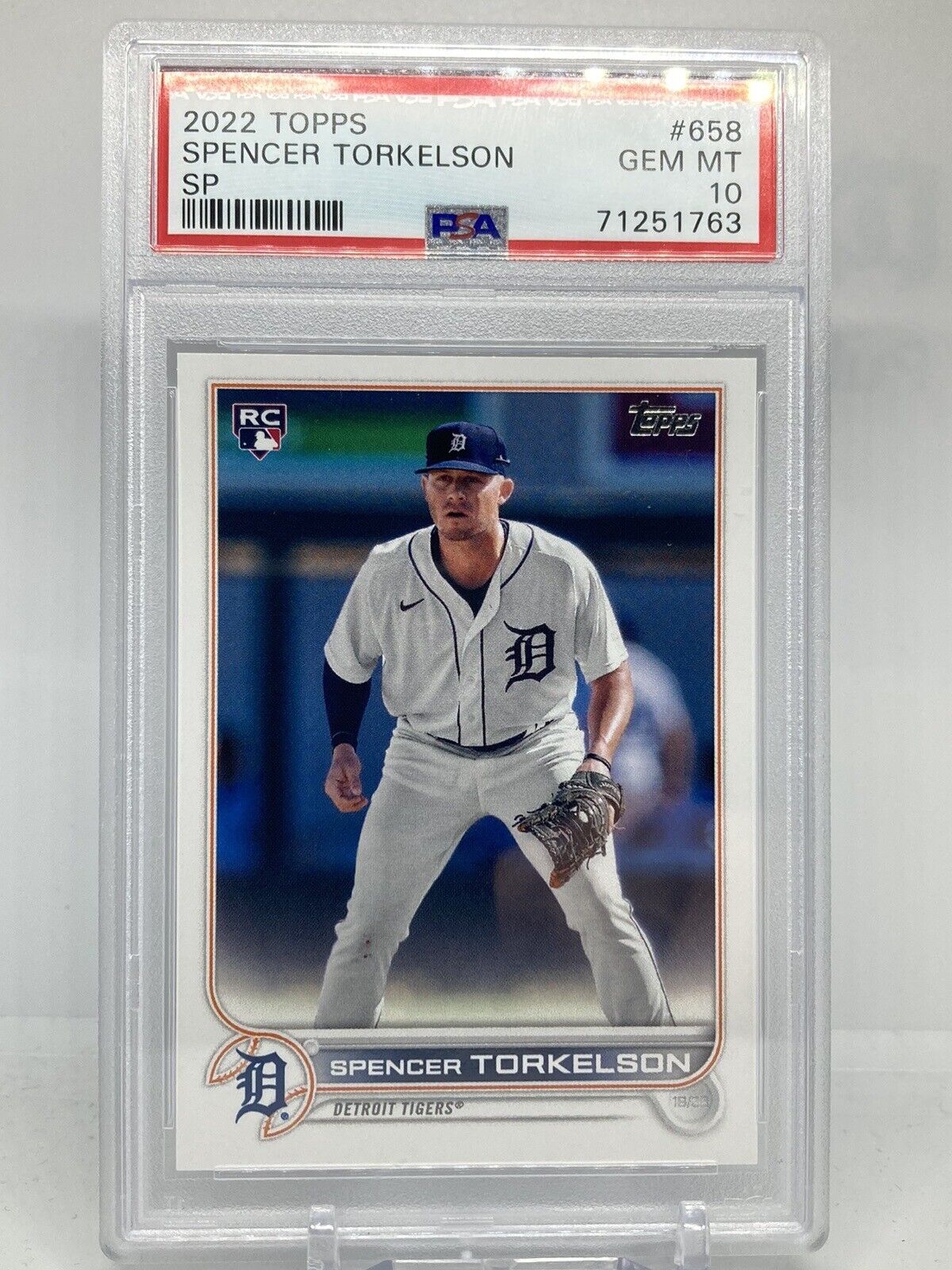 2022 Topps #658 Spencer Torkelson Rookie Card RC SP Variation Tigers PSA 10