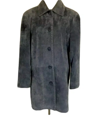 Abrigo de gamuza gris colección Bernardo botones en la parte delantera hasta el muslo mediano Foto 1 de 4