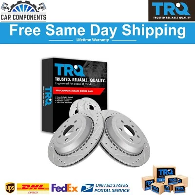 Juego de rotor de freno trasero perforado ranurado recubierto TRQ para Mercedes Benz Foto 1 de 4