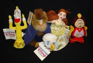 Disney Store Beauty & the Beast Bean Bag Plush Lot Chip Lumiere Cogsworth - Picture 1 of 3