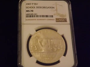 2007-P $1 SCHOOL DESEGREGATION NGC MS 70 - Picture 1 of 2