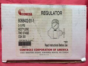 Concoa 8068402-01-1 Acetylene Two Stage CGA 300 Regulator 0-15 PSI BRAND NEW